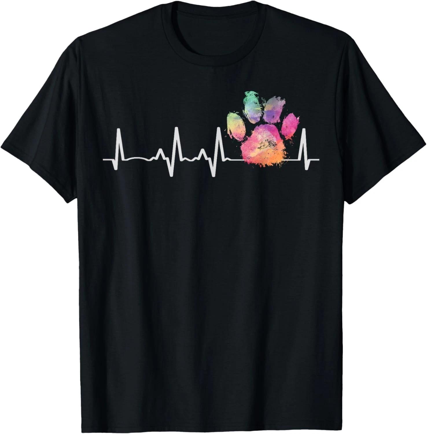 

Cute Veterinarian Gift Rainbow Paw Print Heartbeat Vet Tech Gift Unisex T-Shirt 4XL