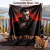 Custom Text Flannel Throw Blanket, Lightweight Cozy Bed Sofa BlanketDracula
