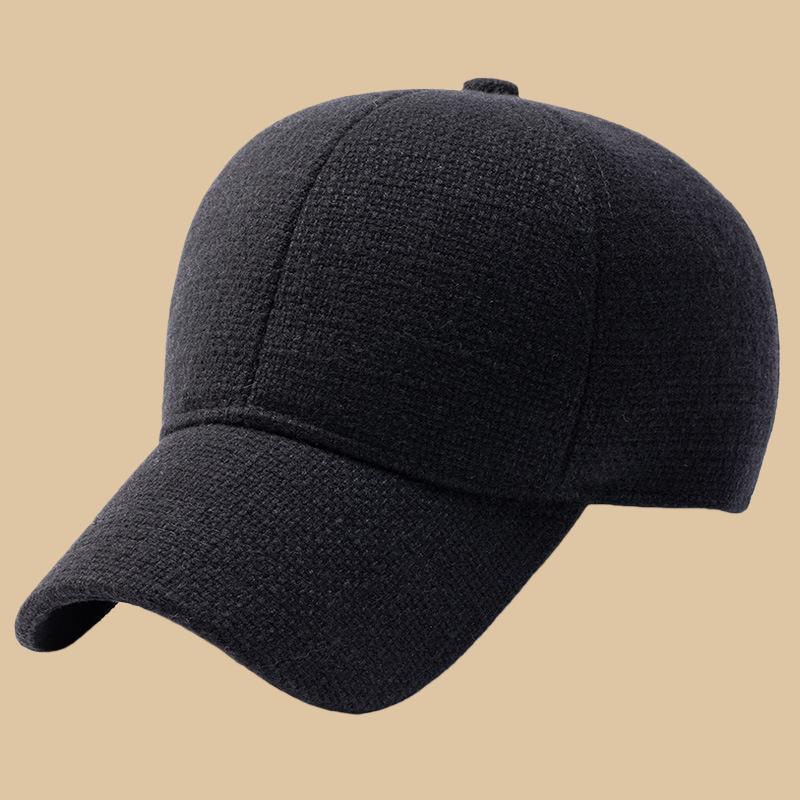 Big Head Men Oversize Baseball Cap with Ear Flaps Wool Blend Bomber Hat Casual Warm Fleece Sports Cap Winter Trooper Trapper Hat