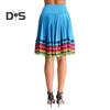 Midi Skirt Ladies Folk Dance Skirt Elastic High Waist Spanish Swing Skirt Rainbow Large Swing Hem Mexican Flamenco Performance Skirt