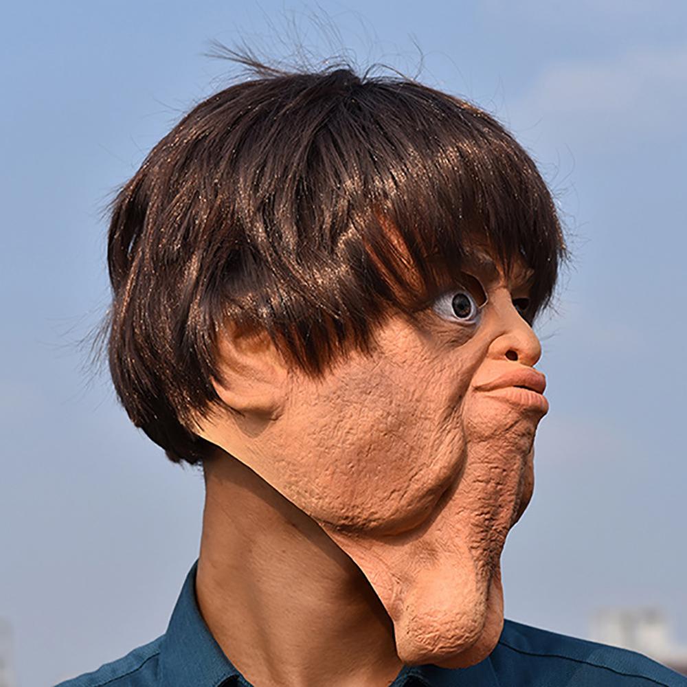 1x Funny Exaggerated Double Chin Latex Head Mask For Costume Party Cosplay Props