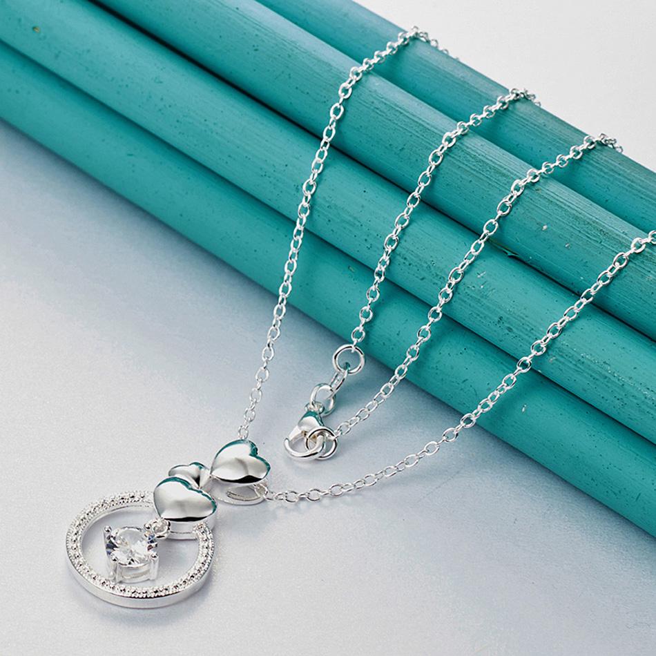 

URMYLADY из стерлингового серебра 925 пробы, круглый кулон с цирконом, ожерелье для женщин, свадебная вечеринка, модные украшения 45cm