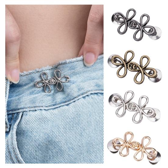 Waist Tightening Pins Six-Leaf Pants Tightener Button, Detachable Loose Jeans Button Pin, Metal Buckle No Sewing Required Clothing Accessories