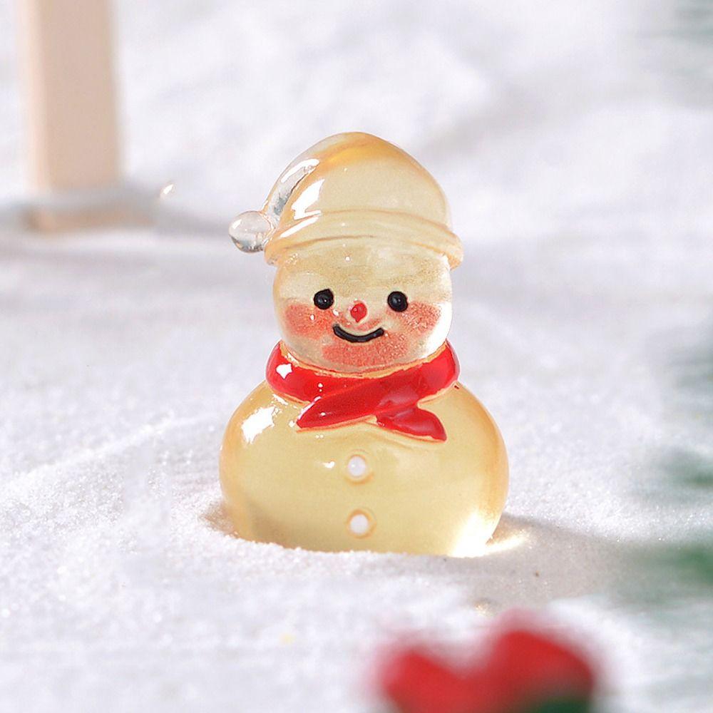 Cartoon Mini Snowman Ornament Glow in Dark Luminous Snowman Statue  Micro Landscape Ornaments