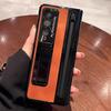 With S Pen Stand Leather Case for Samsung Z Fold 4 Z Fold 5 6 Hinge Case Screen Protective Film Pen Slot Cover