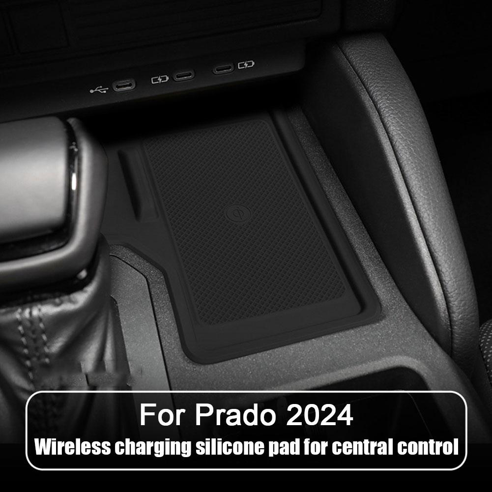 Center Console Wireless Charging Mat for Toyota Prado LC250 2024 Anti-Slip Silicone Pad Accessories