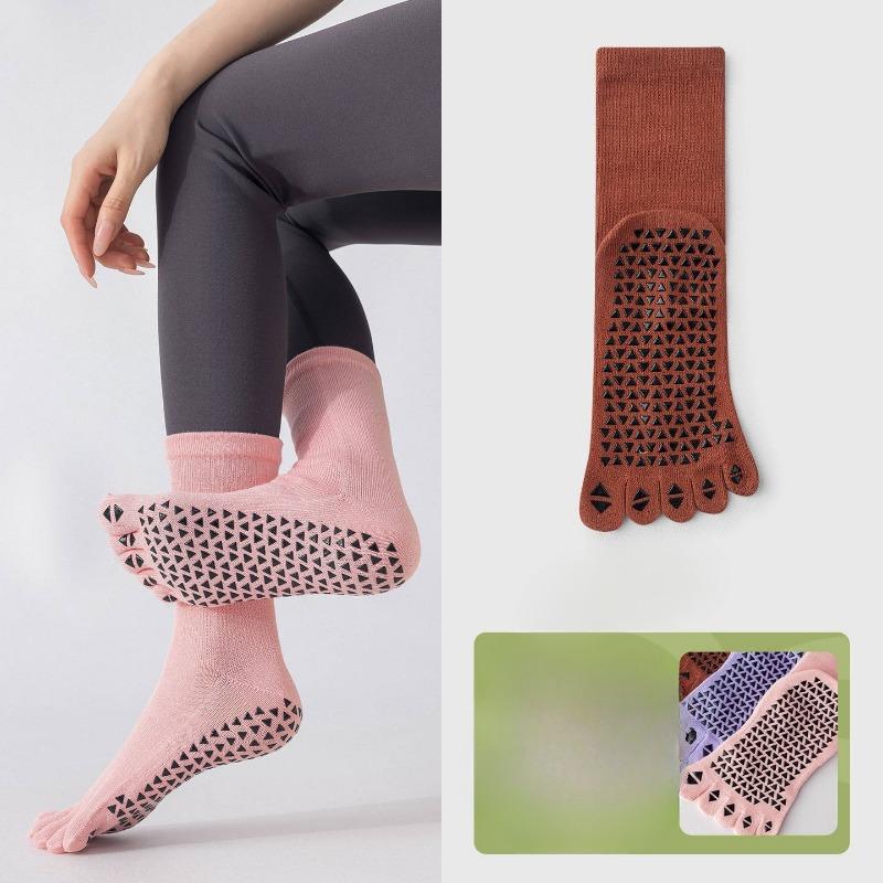 Women's Professional Non-slip Indoor Sports Fitness Dance Yoga Pilates Wicking Sweat Five Finger Cotton Socks