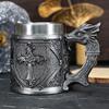 Medieval Knight Beer Mug With Dragon Handle Retro Style Stainless Steel Liner Large Capacity Tankard For Men Gifts