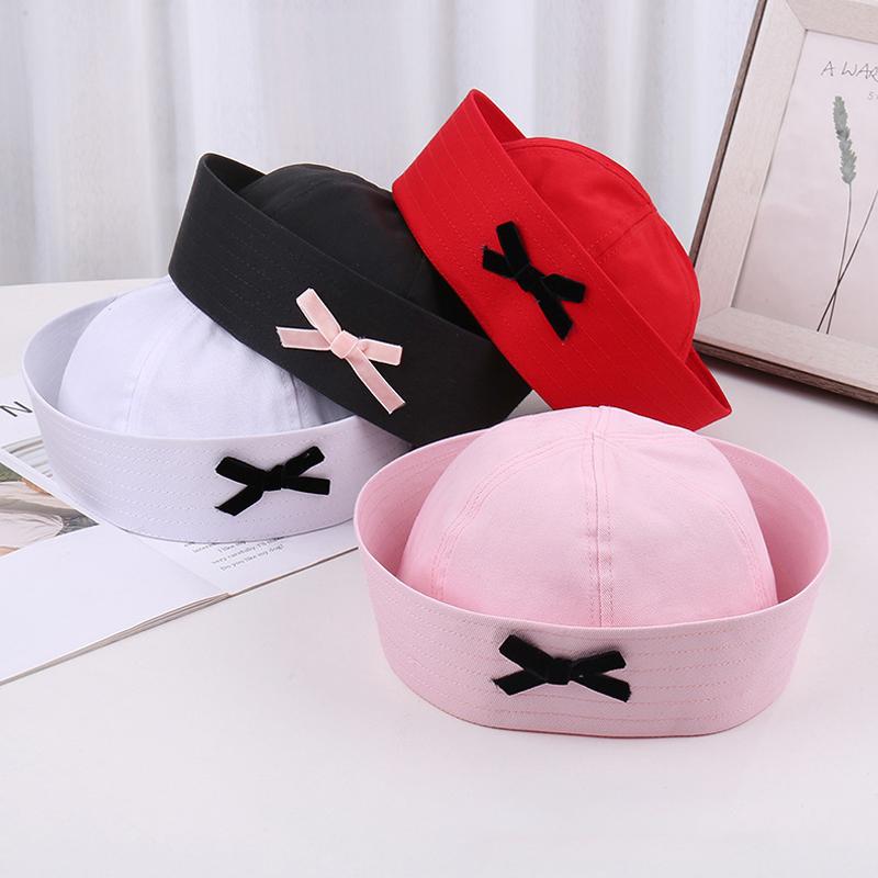 Striped Black Bow Decorative Sailor Hat Spring And Summer Dome Beret For Women'S