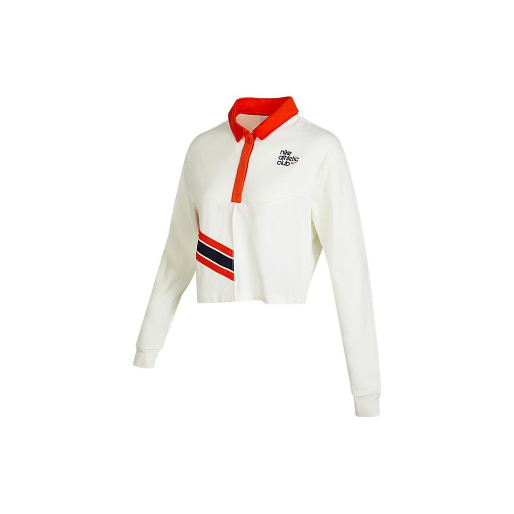 Nike T Shirts Women's White Lapel Moderate Straight Fit DQ9148-133