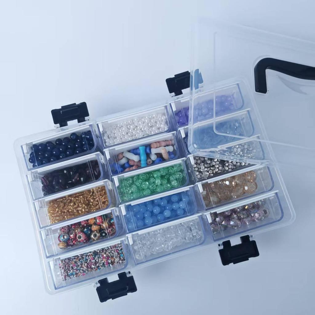 Glass Seed Bead Organizer: 64-Compartment Transparent DIY Jewelry Storage Box