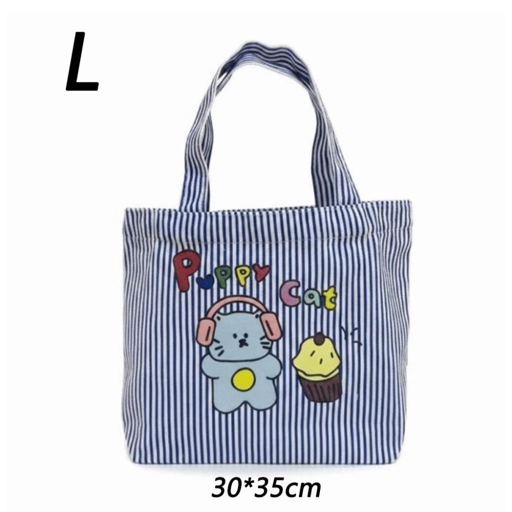 Cute Canvas Cat Paintings Handbags Large Capacity Casual Cartoon Canvas Bag Lightweight Lunch Bag Outing