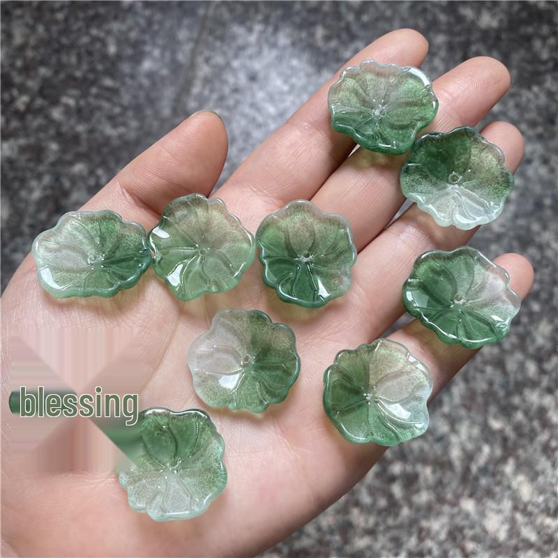 10-Piece Set: 22x24mm 3D Lotus Leaf DIY Hairpin Material for Ancient Style Jade Hairpins