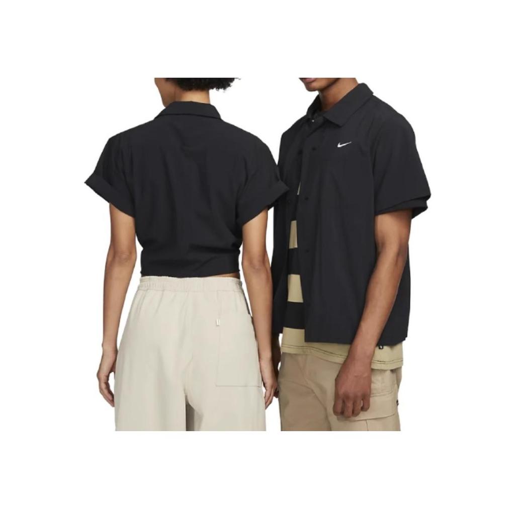 Nike Casual Loose-Fit Short-Sleeve Shirt With Turn-Down Collar Unisex Tops Black DV9074-010