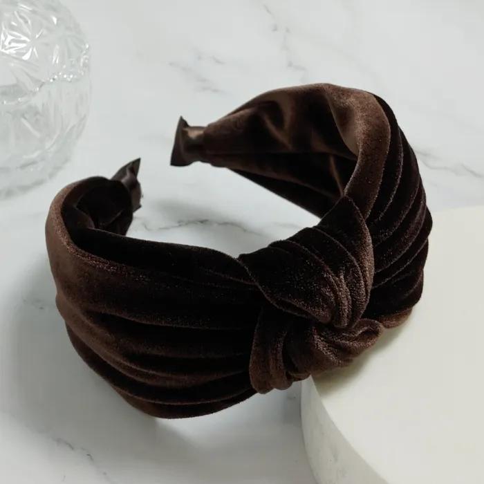LALA Velvet Knot Wide Hairband - Brown