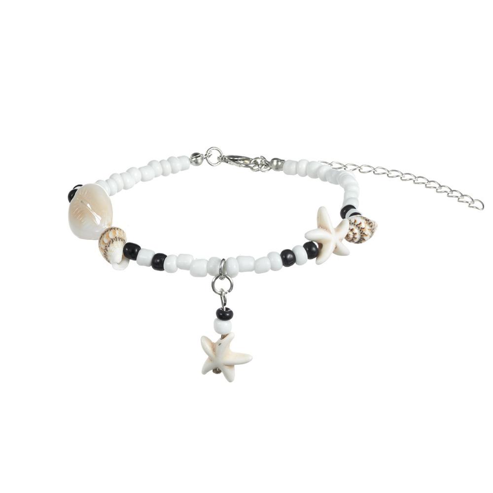 

Colorful Rice Beads Starfish Pendant Shell Anklets Weaving Adjustable Anklets Barefoot Sandals Style C