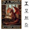 Vintage Book Dragon Metal Sign Retro Bar Home Wall Decor