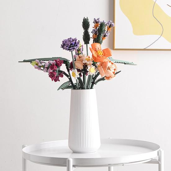 White Ceramic Vase Small Ribbed Textured Flower Vase for Pampas Grass Home Living Room Bedroom Dining Table Farmhouse Kitchen Shelf Table Decor