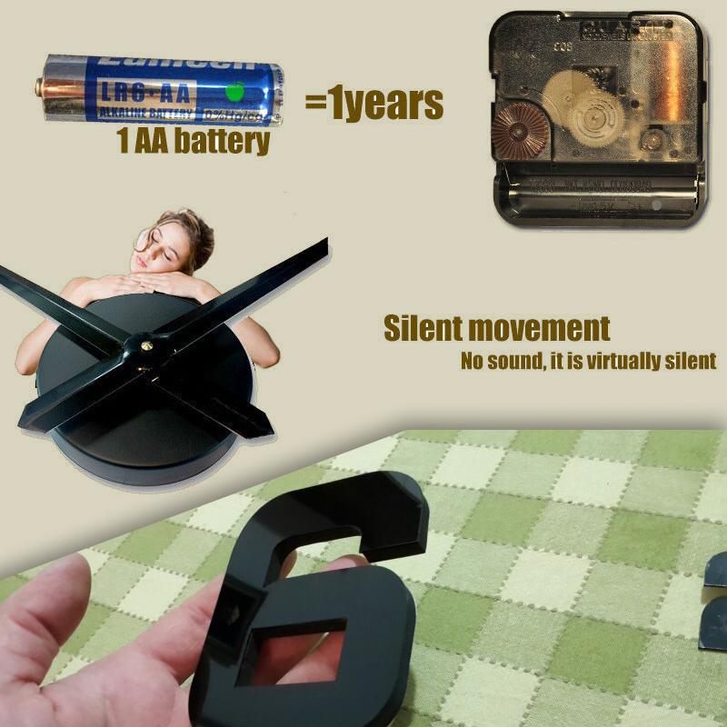 Large Wall Clock Quartz 3D DIY Big Watch Decorative Kitchen Clocks Acrylic Mirror Sticker Oversize Wall Clocks Home Letter Decor