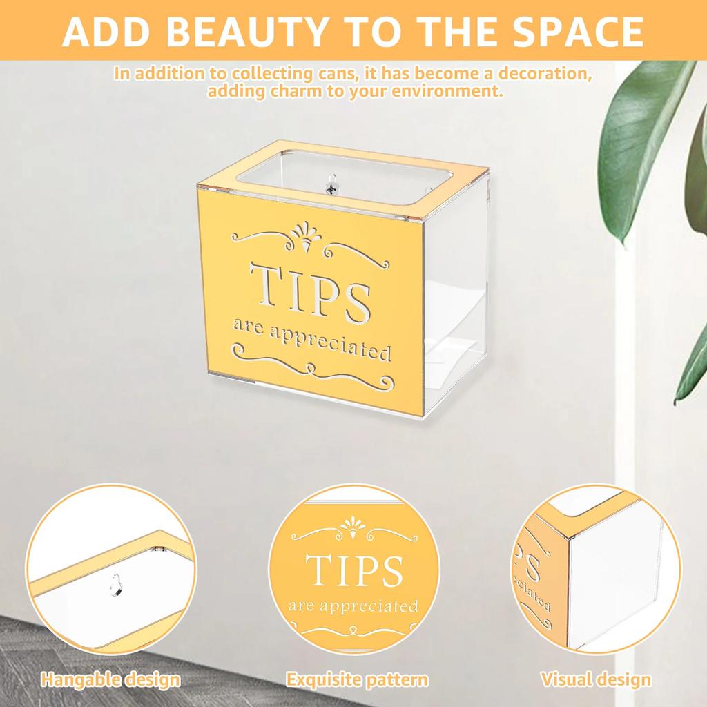 Acrylic Donation Box Suggestion Trading Ballot Raffle Money Ticket Container with Large Opening Raffle Box for Bars Restaurants