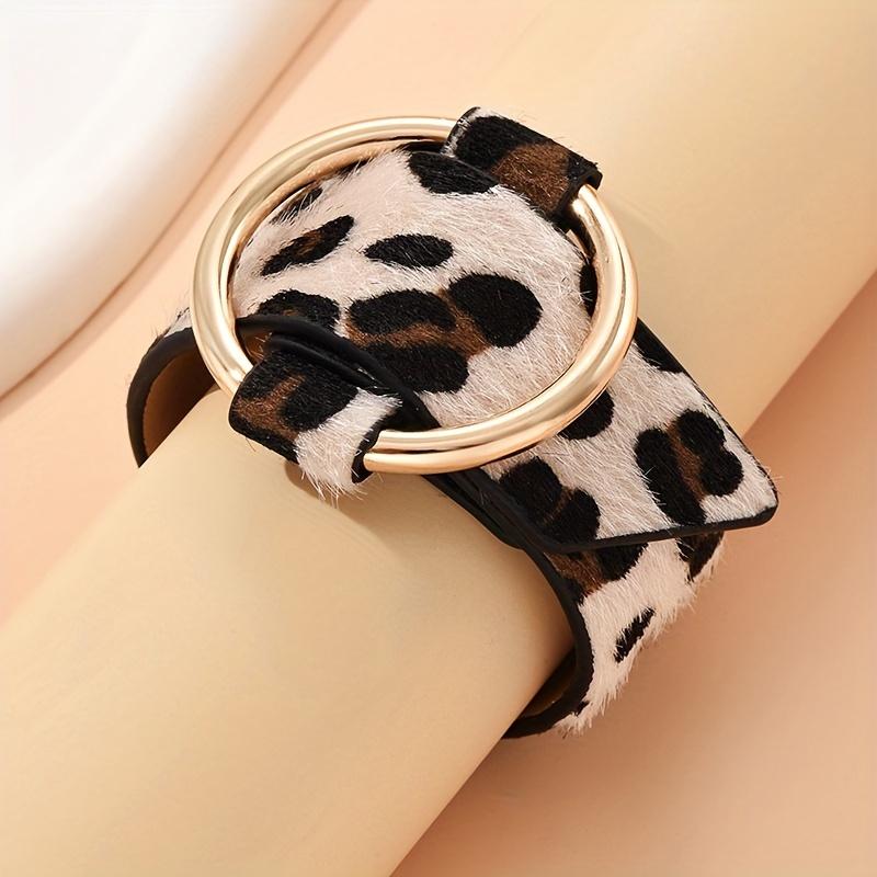 1PC Elegant Long Geometric Leopard Print Women's Bracelet, PU Leather, Daily Wear