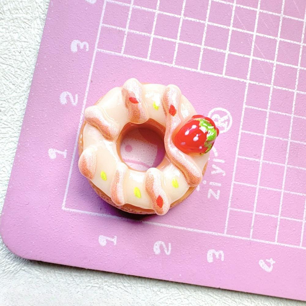 6pcs Simulation Fruit Donut Resin Accessories Cute Miniature Fake Food DIY Crafts Phone Cases Jewelry Making Decoration Supplies