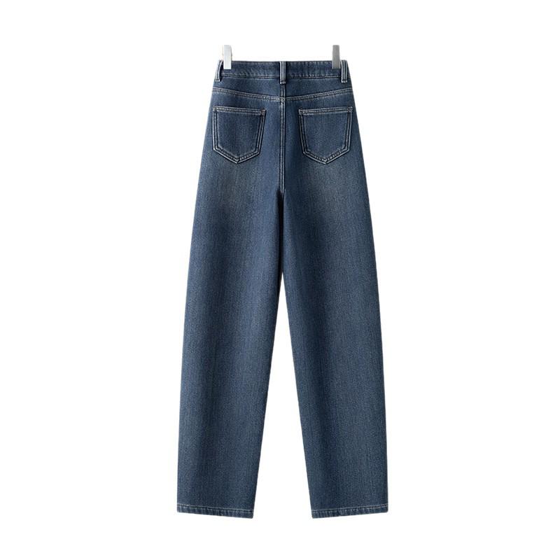 Women's Sickle Jeans 2025 Autumn/Winter High Waist Slimming Wide-Leg Pants with Velvet Lining