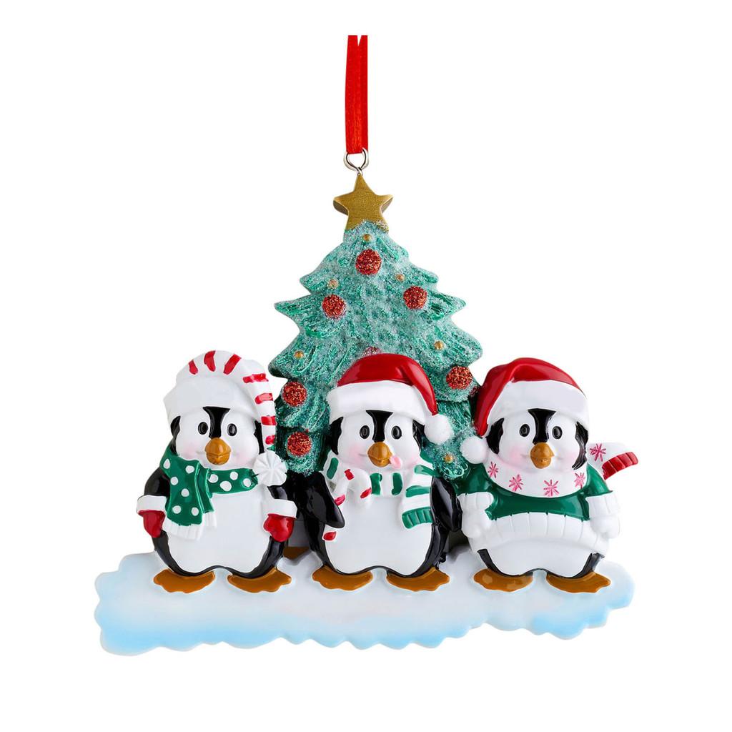Charming Resin Penguin Family Christmas Ornaments Adorable Holiday Decorations Set