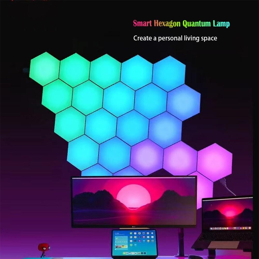 Creative RGB Home Decor Quantum Wall Lamp Honeycomb Module LED Night Light APP Control LED Hexagonal Desk Light
