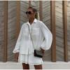2024 Summer Women's Long-sleeved Tops Ruffled Shorts Casual Fashion Suits