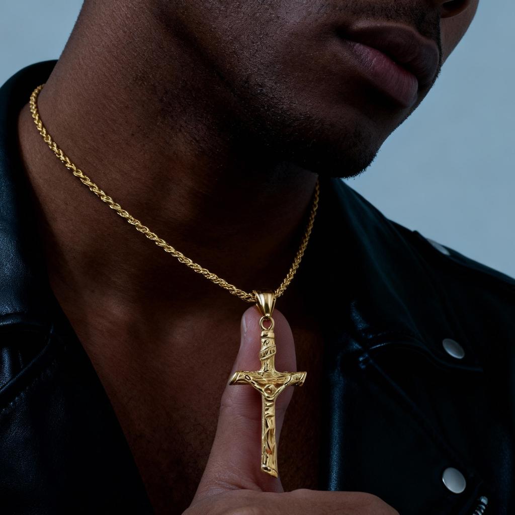 Stainless Steel Catholic Cross Necklace for Men,St. Benedict's Catholic Crucifix Pendant Necklace,Religion Gothic Jewelry Gift