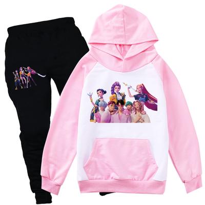 Kids Girls Anime Cartoon K-Pop Rumi Zoey Mira Printed Casual Long Sleeves Hoodies Pants Clothes Set