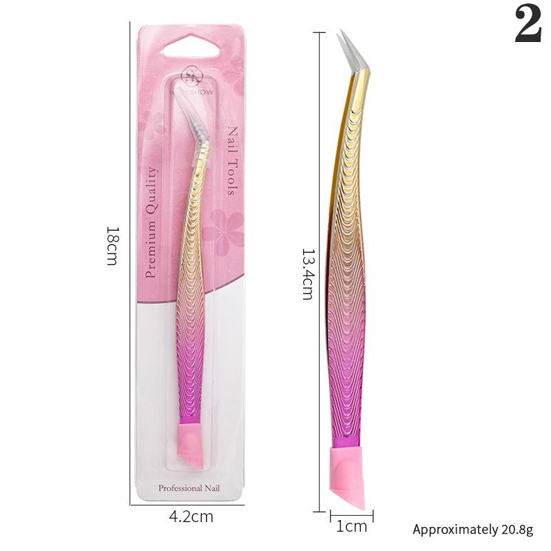 

Silicone Nail Art Tweezers With Pressing Head Double Ended Nail Stickers Pick Up Clip Makeup Eyelash Extension Tools as the picture