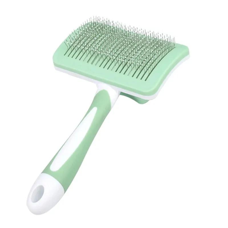 Stainless Steel Pet Hair Removal Comb Slicker Brush Anti Static Undercoat Removal Dual Sided Ergonomic Green Handle Long Hair Do