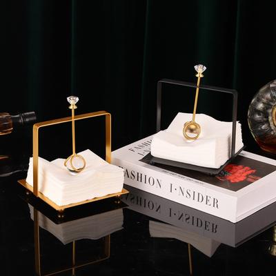 1 Stück Goldener Quadratischer Serviettenhalter mit Kristallakzent Freistehender Taschentuchbox-Organizer für Badezimmer Heimdekoration Toilettenartikel