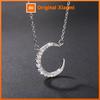 Huitan Moon Pendant Necklace for Women Full Shining Cubic Zirconia Fresh Accessories Wedding Party Versatile Fashion Jewelry