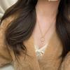 light luxury Chinese style retro round collar chain Simple natural chalcedony transparent white necklace for Women charm