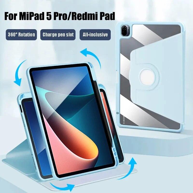 Flip Leather Case for XiaoMi MiPad 5 6 Mi Pad 5 6 Pro 11 with Pen Slot 360° Rotation for RedMi Pad 10.61''2022 Sleep/Wake Stand Shockproof Cover