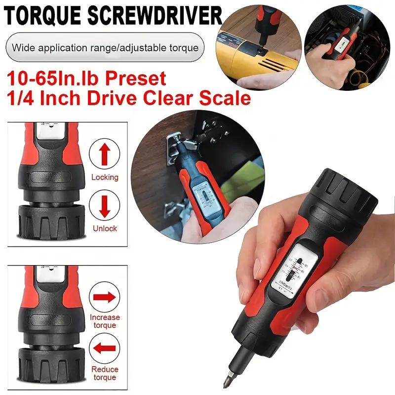 21pcs Preset Torque Screwdriver Set Adjustable 10-65in.lb Manual Torque Bicycle 1/4 Inch Torque Screwdriver Bicycle Repair Tools