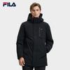 FILA White Classic Minimalist Daily Casual Commuter Versatile Stain-Resistant Plush Comfortable Mid-Length Hooded Down Jacket F11M543912FBK