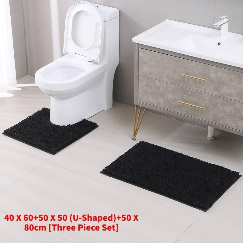 Mat Fashion Wool Comfortable Simple Toilet Bathroom Absorbent Set Threepiece