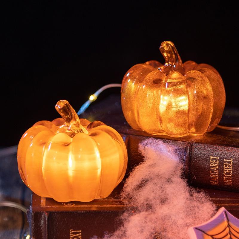 New Halloween Ornaments Pumpkin Lantern LED Glowing Pumpkin Halloween Dress Up Props Tabletop Ornament