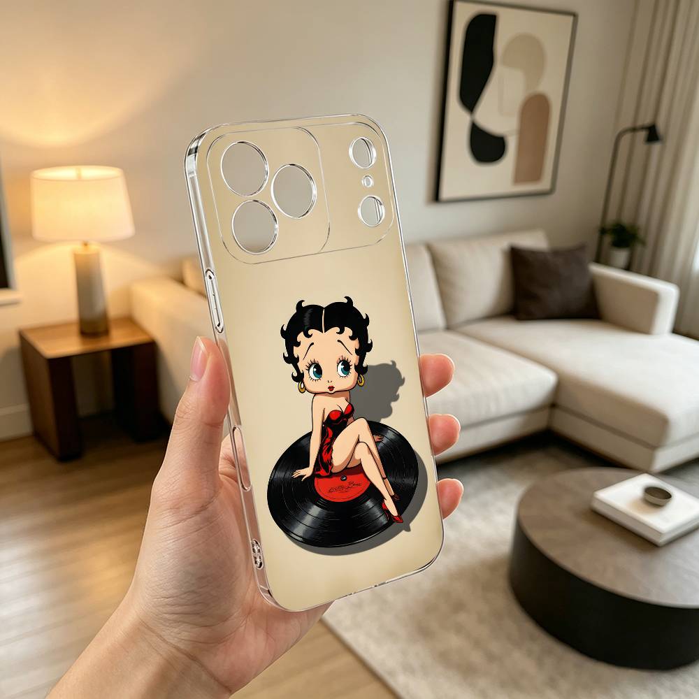 Classic Character B-Bettys Boops Gift Phone Case For iPhone 17 16 15 14 13 12 11 Mini Pro Max Plus Transparent Cover