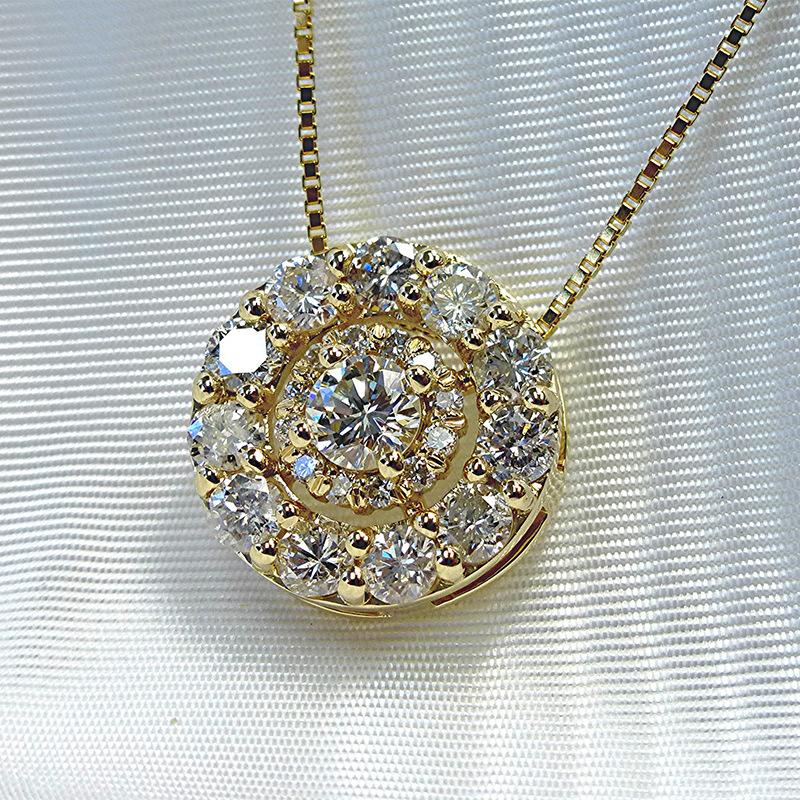Double Halo Multi Round Stone Cluster Circle Pendant Women Box Chain Clavicle Necklace