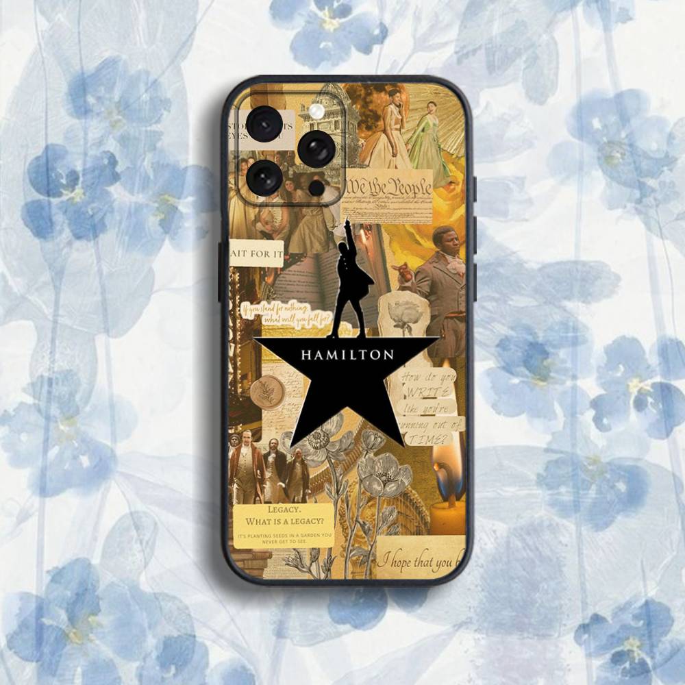 Hamilton Musical Lyrics Phone Case For iPhone 17,16,15,14,13,12,Pro,Max,Plus,E,SE4,Air,Mini Black Soft Box