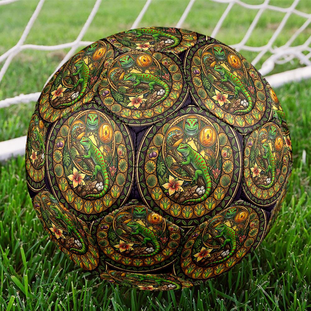 Lizard Nature Mandala Round Football Size 5 Adult Ball Suitable for Training Matches and Outdoor Team.