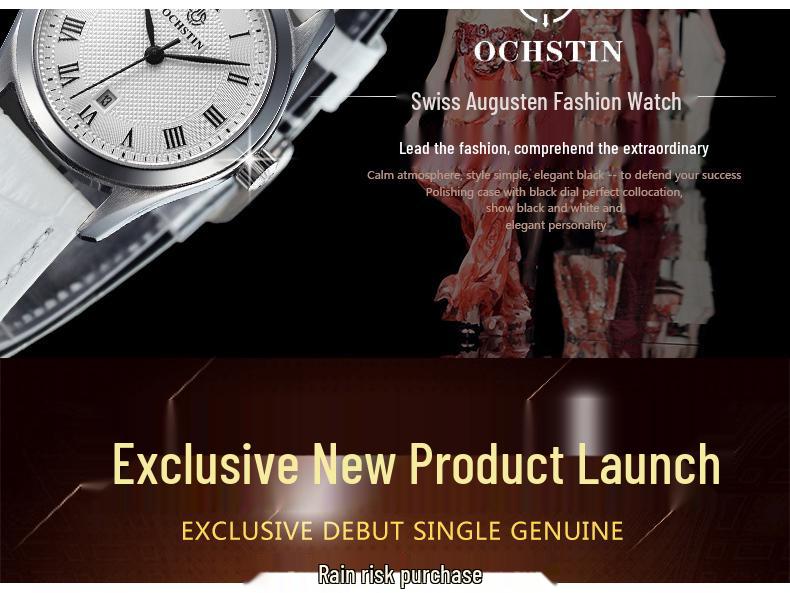 Swiss Women's High-End Waterproof Quartz Watch with Genuine Leather Strap