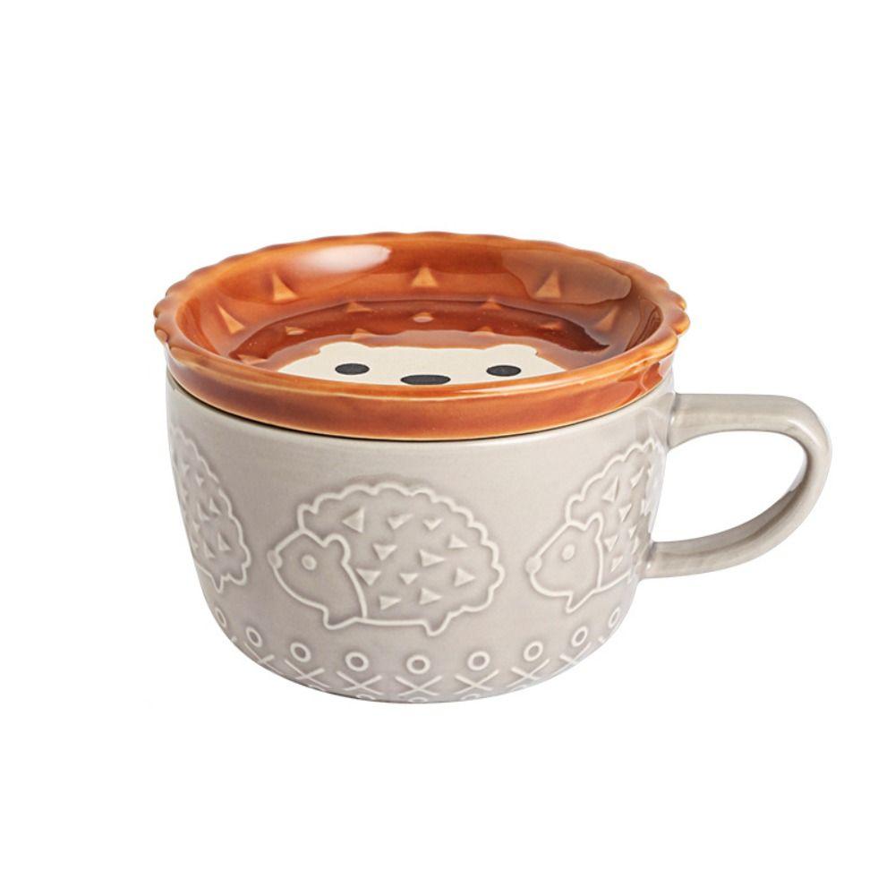 Cat Alpaca Ceramic with Lid Creative Novelty Tumbler Cup Coffee Mug Tea Cup Drinkware