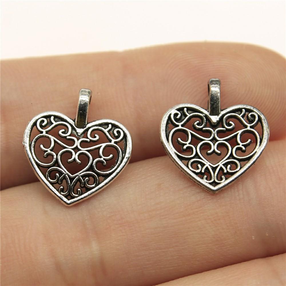 20pcs Hearts Charms Antique Silver Color Small Heart Charms Jewelry DIY Heart Charms For Bracelet Making