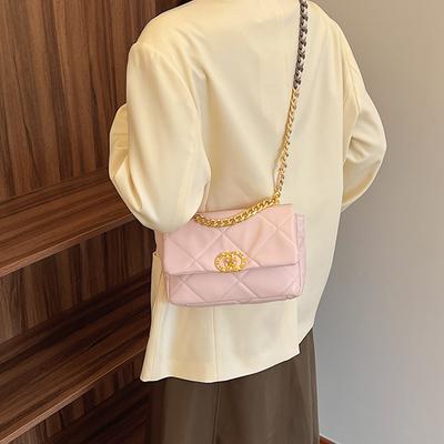 Bolsa transversal meninas textura casual bolsa de ombro com corrente bolsa diamante moda simples luxo leve bolsa quadrada pequena